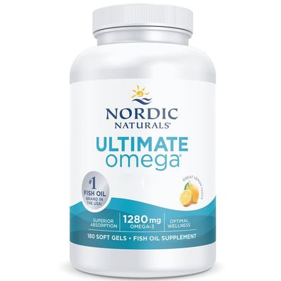 Nordic Naturals, Ultimate Omega, 1280 mg Omega-3, Zitrone, 180 Weichkapseln