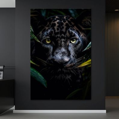 Wandbild tier Panther kopf porträt Leinwand , Acrylglas , Poster Modern Deko Kunst