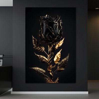 Wandbild Luxuriöse goldene Rose Blume Leinwand , Acrylglas , Poster Modern Deko Kunst
