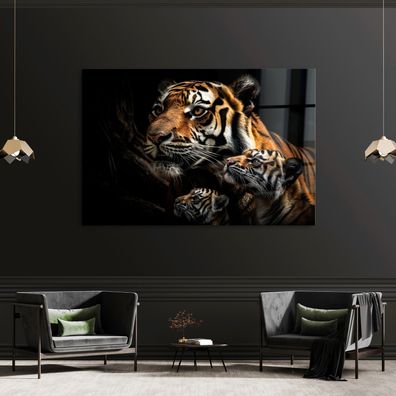 Wandbild Tigerliebende Familie Tier Leinwand , Acrylglas , Poster Modern Deko Kunst