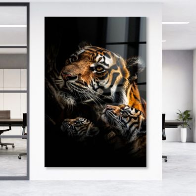 Wandbild Tier Tigerliebende Familie Leinwand , Acrylglas , Poster Modern Deko Kunst
