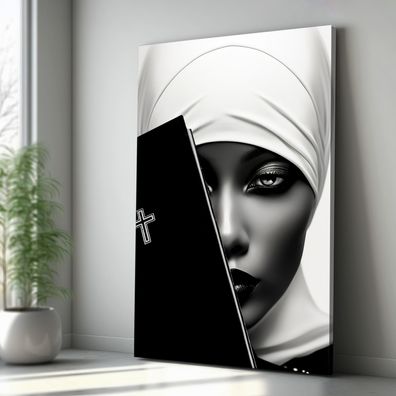 Wandbild Religion Bibel Nonne Leinwand , Acrylglas , Poster Modern Deko Kunst