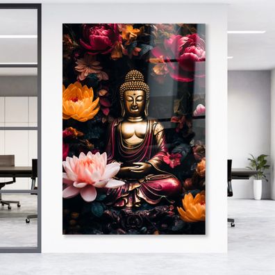 Wandbild Blume Religion Buddha skulptur Leinwand , Acrylglas , Poster Deko Kunst