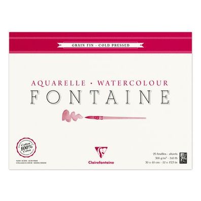 Clairefontaine 96415C Malblock, 4-seitig verleimt Aquarellpapier Feinkörnig, Fonta...