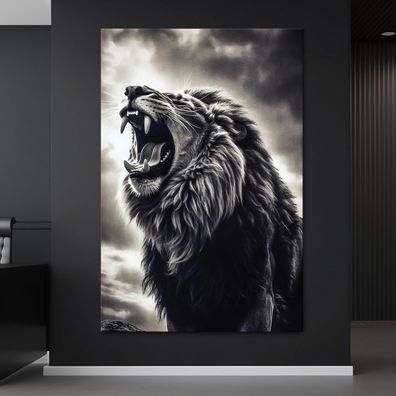 Wandbild Der nervöse Löwe Tier Leinwand , Acrylglas , Poster Modern Deko Kunst