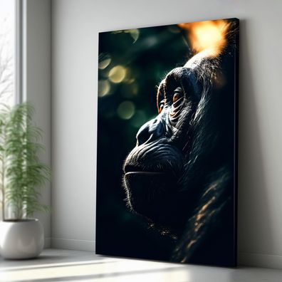 Wandbild Affe - Gorilla Tier Leinwand , Acrylglas , Poster Modern Deko Kunst