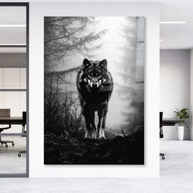 Wandbild Wolf im Nebel tier Leinwand , Acrylglas , Modern Poster Deko Kunst