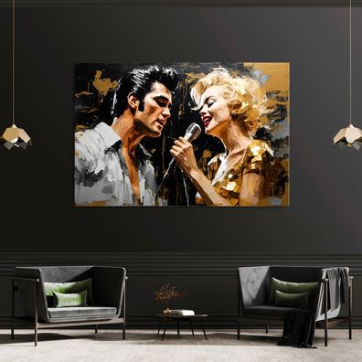 Wandbild Deko Elvis Presley and Marilyn Monroe Leinwand , Acrylglas , Poster Kunst