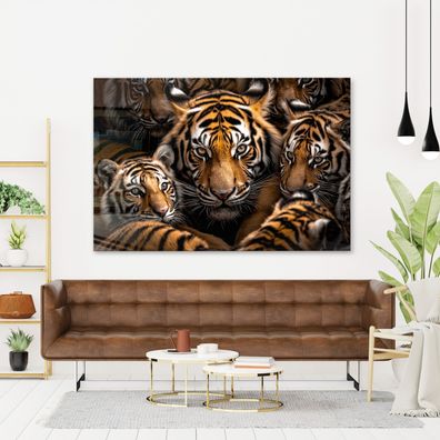 Wandbild Tiger familie, liebe Tier Leinwand , Acrylglas , Poster Modern Deko Kunst
