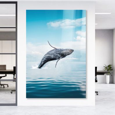 Wandbild Blauwal im Ozean Tier Fish Leinwand , Acrylglas , Poster Modern Deko Kunst