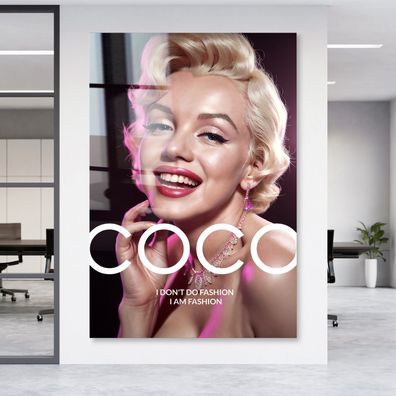 Wandbild Marilyn Monroe COCO Luxus Leinwand , Acrylglas , Poster Modern Deko Kunst