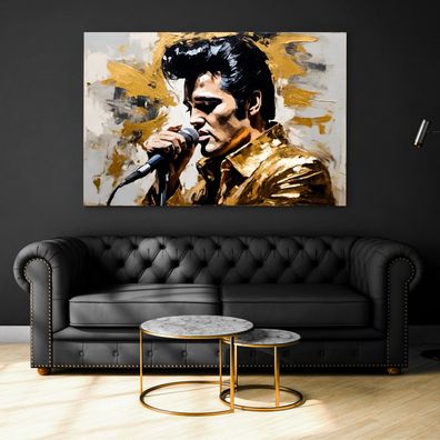 Wandbild Elvis Presley Golden Ink Leinwand , Acrylglas , Poster Modern Deko Kunst