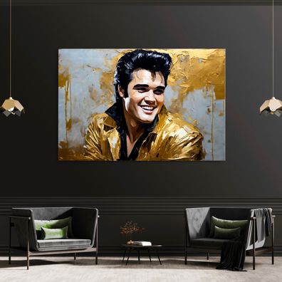 Wandbild Golden Ink Elvis Presley Leinwand , Acrylglas , Poster Modern Deko Kunst