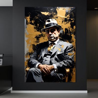 Wandbild Al Capone Mafia Boss ink Leinwand , Acrylglas , Poster Deko Kunst