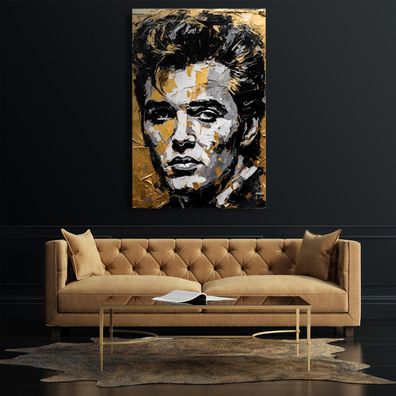 Wandbild Elvis Presley Golden Ink Face Leinwand , Acrylglas , Poster Deko Kunst