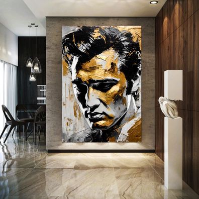 Wandbild Golden Ink Elvis Presley Face Leinwand , Acrylglas , Poster Deko Kunst