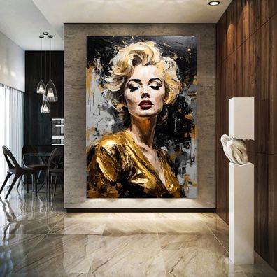 Wandbild Frau Golden Ink Marilyn Monroe Leinwand , Acrylglas , Poster Deko Kunst