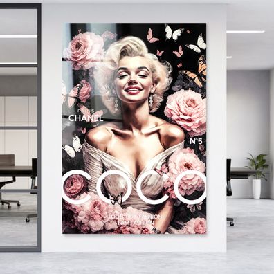 Wandbild Marilyn Monroe COCO rosa Frau Deko Leinwand , Acrylglas , Poster Kunst