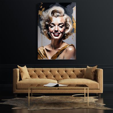 Wandbild Marilyn Monroe Gold Frau Deko Leinwand , Acrylglas , Poster Kunst