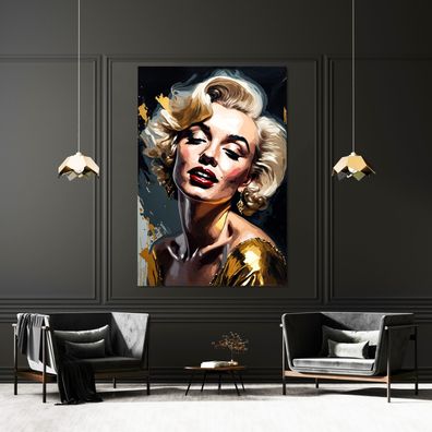 Wandbild Gold Marilyn Monroe Frau Deko Leinwand , Acrylglas , Poster Kunst