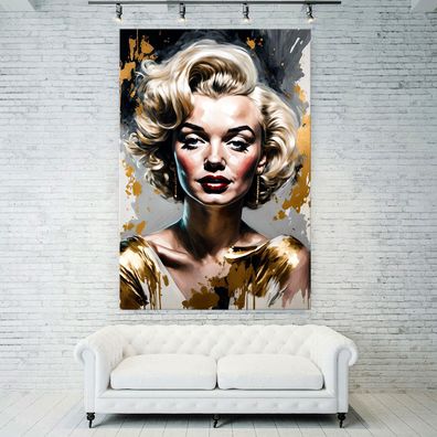 Gold Wandbild Marilyn Monroe Frau Deko Leinwand , Acrylglas , Poster Kunst