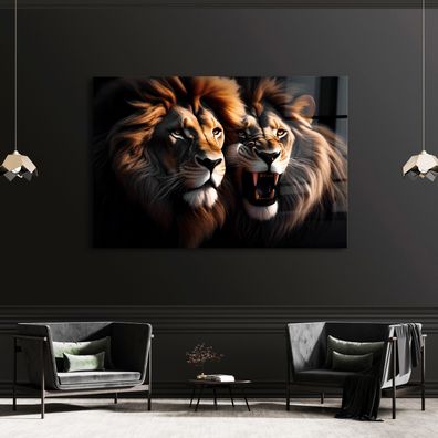Wandbild Tier zwei Löwen Deko Leinwand , Acrylglas , Poster Modern Kunst