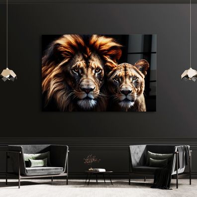 Wandbild Tier Der Löwe und die Löwin Deko Leinwand , Acrylglas , Poster Modern Kunst