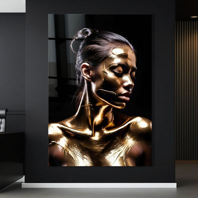 Wandbild Golden Frau Luxus Poster, Leinwand , Acrylglas , Modern Deko Kunst