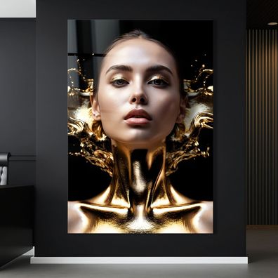 Modern Wandbild Golden Frau Luxus Poster, Leinwand , Acrylglas , Deko Kunst