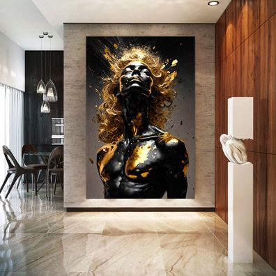 Wandbild Person in Schwarz und Gold Poster, Leinwand , Acrylglas , Deko Kunst