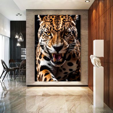 Tier Wandbild Leopard , Jaguar Poster, Leinwand , Acrylglas , Deko Kunst