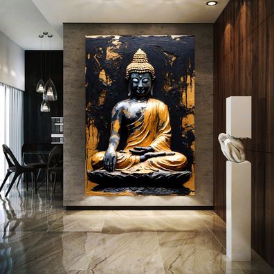 Wandbild Goldene Buddha-Skulptur, Religion Kunst Leinwand , Acrylglas , Poster