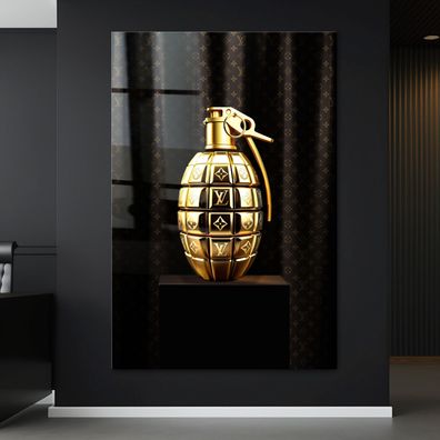 Wandbild LV Goldene Granate der Luxusmarke Kunst Leinwand , Acrylglas , Poster
