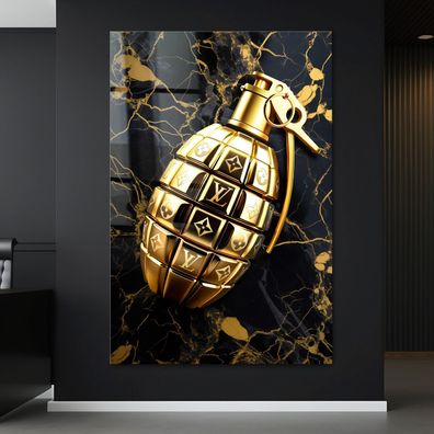 Wandbild LV Goldene Granate der Luxusmarke Leinwand , Acrylglas , Poster Kunst