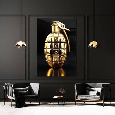 Kunst Wandbild LV Goldene Granate der Luxusmarke Leinwand , Acrylglas , Poster