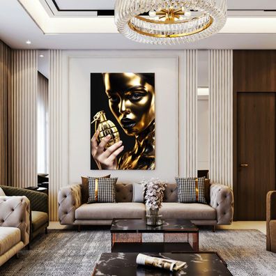 Kunst Wandbild Goldene LV Granate der Luxusmarke Leinwand , Acrylglas , Poster