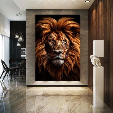 Wandbild Kopf männlichen Löwen Tier Leinwand , Acrylglas , Poster Modern Kunst