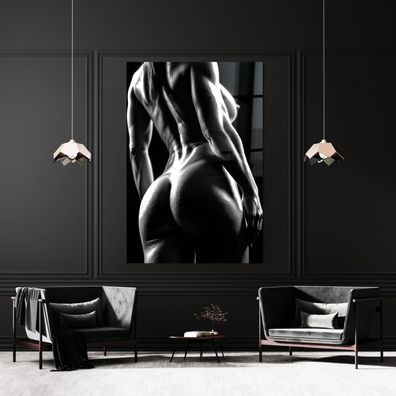Kunst Wandbild Fitnesskörper einer nackten Frau Leinwand , Acrylglas , Poster Modern
