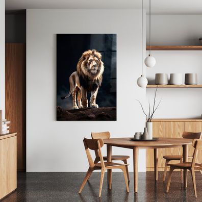 Tier Wandbild Der König der Löwen im Dunkeln Acrylglas , Leinwand , Poster Kunst