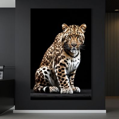 Wandbild Leopard Jaguar im Dunkeln Tier Kunst Poster , Acrylglas , Leinwand