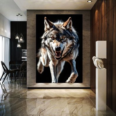 Wandbild Wilder Wolf, wildes Tier Poster , Acrylglas , Leinwand Kunst