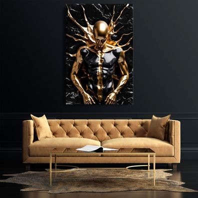 Wandbild Modern Kunst Herr in Gold Acrylglas , Poster , Leinwand