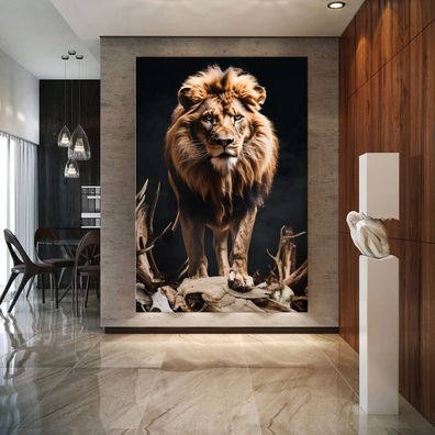 Wandbild Tier König Löwen unter den Totenköpfen Kunst Acrylglas , Poster , Leinwand