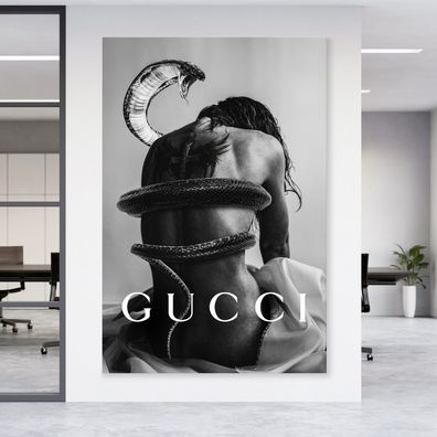 Wandbild Gucci Marke Kunst , Nude Frau und Schlange Acrylglas , Leinwand , Poster