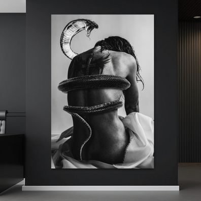 Wandbild abstrakte Kunst , Nude Frau und Schlange Acrylglas , Leinwand , Poster