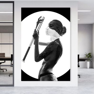 Wandbild Erotische Frau mit Baseballschläger Pop-Art Acrylglas , Leinwand Poster