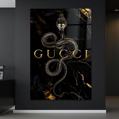 Wandbild Golden Luxusmarke Schlange Kunstdruck Acrylglas , Leinwand , Poster