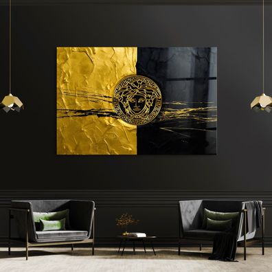 Wandbild Luxusmarke in Schwarz und Gold Kunstdruck Acrylglas , Leinwan , Poster