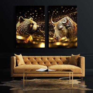 Wandbild Forex , Bear and Bull Market Trading , Bitcoin Poster , Acrylglas , Leinwan