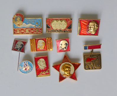 10 UdSSR Sowjetunion Abzeichen Lenin KPSS Altai u.a.